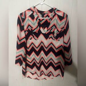 Rue21 Chevron Blouse - Coral, Black, Mint
